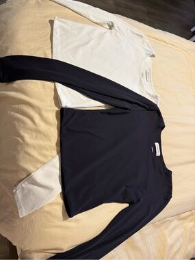 Babaton Navy and White Colorblock Crewneck Sweater- price for 2 (both $20).